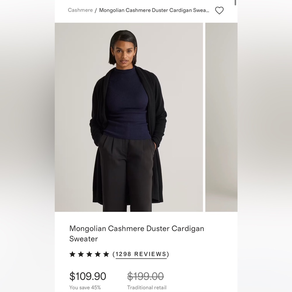 NWOT Mongolian Cashmere Duster Cardigan Sweater